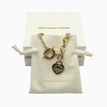 Load image into Gallery viewer, Beckah Shae’s Devotion Heart Bracelet – Gold-Plated Chain with Unique Engraved ‘O’ Clasp and Heart Pendant.