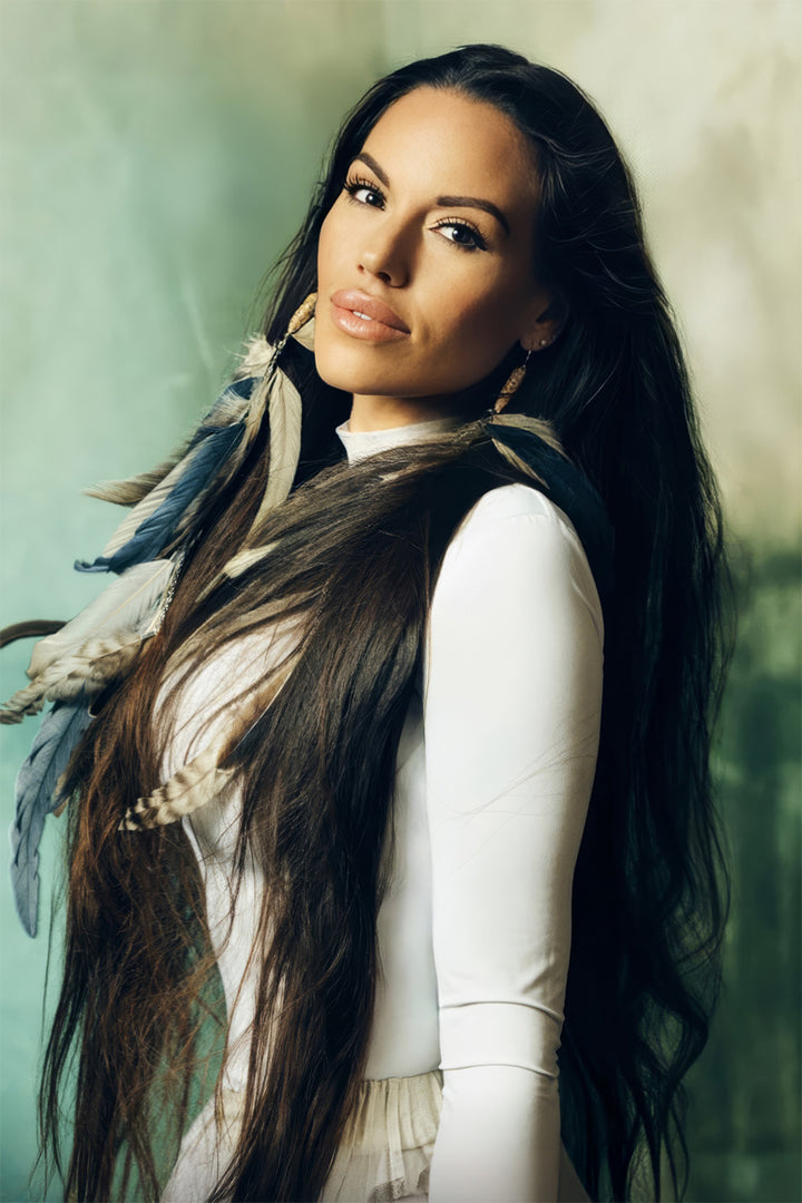 Covered Feather Earrings statement size – handcrafted long feather earrings in earthy blue and natural tones, lightweight bold jewelry designed to inspire faith and style.