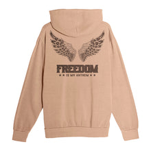 Load image into Gallery viewer, Beckah Shae Freedom Hoodie Tan with Freedom Is My Anthem digital download.