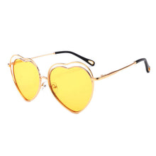 Load image into Gallery viewer, Beckah Shae Heart Shaped Glasses inspired by Put Your Love Glasses On in yellow.