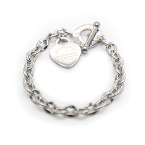 Heart Dangle Silver Bracelet