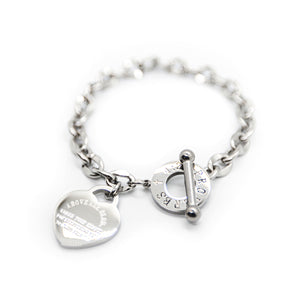 Heart Dangle Silver Bracelet